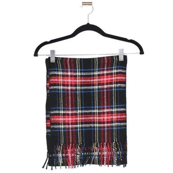 Wide Scarf Pashmina Wrap Plaid Red and Black - Picture 2 of 2
